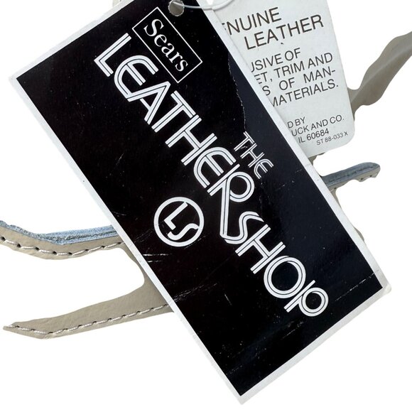 Vtg Sears Genuine Leather Shop Beige PUrse Tote Bag Braided Handles Hobo Bucket - Picture 12 of 13